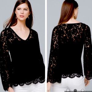 WHBM Black Lace Blouse Size Small